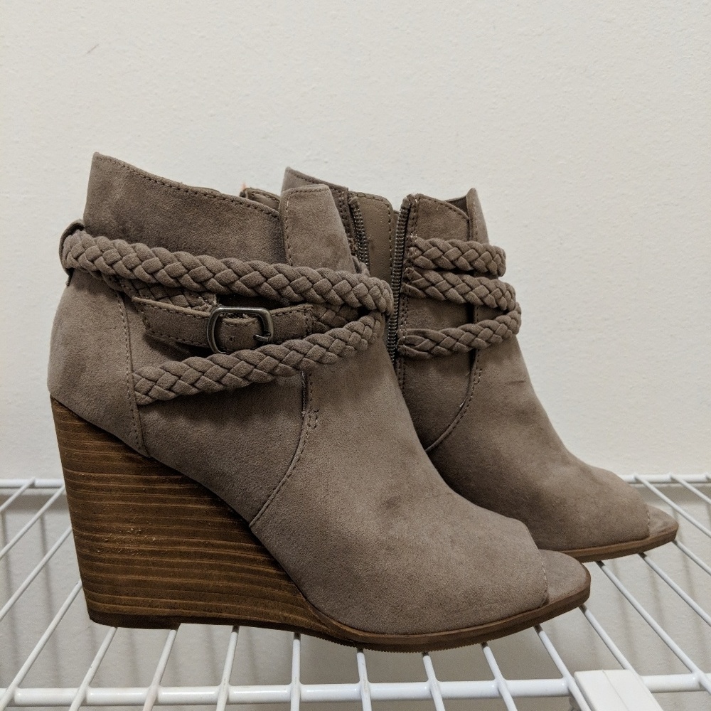 Wedge open toe booties